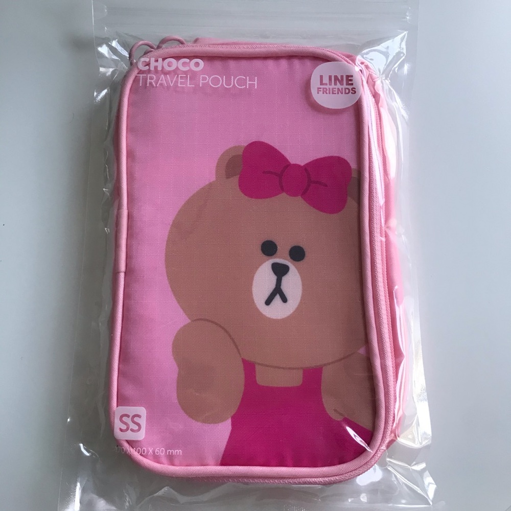 Line friends pink makeup pouch